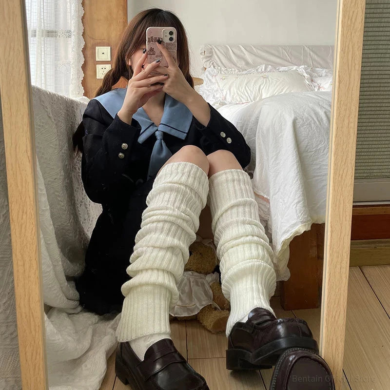 Over Knee Leg Warmer Lengthened 70cm JK Uniform Long Socks Lolita Knitted Boot Socks Pile Up Socks Foot Warming Cover